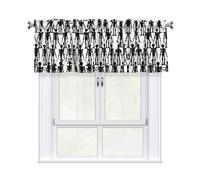 LMNGH Black Floral Skull Curtain Valance for Windows,Kitchen Window Curtains Blackout Drapes Window Treatments Decorative Rod Pocket Short Curtain for Living Room Bedroom,54" W x 18" L