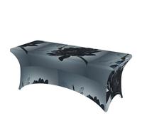 LMNGH Black Flowers and Dragonfly Decorative Tablecloth Protector for Wedding, Banquet & Parties6FT Spandex Rectangle Tablecloths, Stretch Washable Table Cloth Wrinkle Free Patio Table Cover