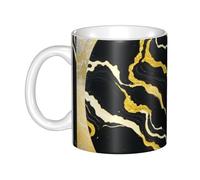LMNGH Black Gold Marble Ceramic Coffee Mug 11oz Novelty Tea Cup With Handle Coffee Cup For Men Women Office Work