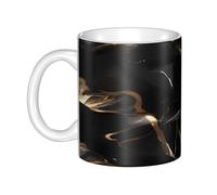 LMNGH Black Gold Marble Ceramic Coffee Mug 11oz Novelty Tea Cup With Handle Coffee Cup For Men Women Office Work