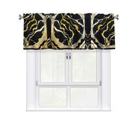 LMNGH Black Gold Marble Curtain Valance for Windows,Kitchen Window Curtains Blackout Drapes Window Treatments Decorative Rod Pocket Short Curtain for Living Room Bedroom,54" W x 18" L