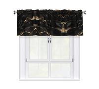 LMNGH Black Gold Marble Curtain Valance for Windows,Kitchen Window Curtains Blackout Drapes Window Treatments Decorative Rod Pocket Short Curtain for Living Room Bedroom,54" W x 18" L