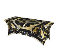 LMNGH Black Gold Marble Decorative Tablecloth Protector for Wedding, Banquet & Parties6FT Spandex Rectangle Tablecloths, Stretch Washable Table Cloth Wrinkle Free Patio Table Cover
