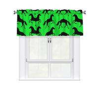 LMNGH Black Horse Printed Curtain Valance for Windows,Kitchen Window Curtains Blackout Drapes Window Treatments Decorative Rod Pocket Short Curtain for Living Room Bedroom,54" W x 18" L