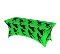 LMNGH Black Horse Printed Decorative Tablecloth Protector for Wedding, Banquet & Parties6FT Spandex Rectangle Tablecloths, Stretch Washable Table Cloth Wrinkle Free Patio Table Cover
