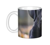 LMNGH Black Labrador Puppy Ceramic Coffee Mug 11oz Novelty Tea Cup With Handle Coffee Cup For Men Women Office Work
