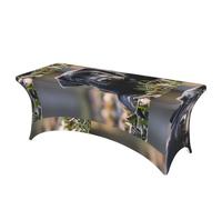 LMNGH Black Labrador Puppy Decorative Tablecloth Protector for Wedding, Banquet & Parties6FT Spandex Rectangle Tablecloths, Stretch Washable Table Cloth Wrinkle Free Patio Table Cover
