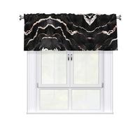 LMNGH Black Rose Gold Marble Curtain Valance for Windows,Kitchen Window Curtains Blackout Drapes Window Treatments Decorative Rod Pocket Short Curtain for Living Room Bedroom,54" W x 18" L
