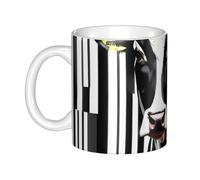 LMNGH Black White Milk Cow Ceramic Coffee Mug 11oz Novelty Tea Cup With Handle Coffee Cup For Men Women Office Work