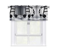 LMNGH Black White Music Note Curtain Valance for Windows,Kitchen Window Curtains Blackout Drapes Window Treatments Decorative Rod Pocket Short Curtain for Living Room Bedroom,54" W x 18" L