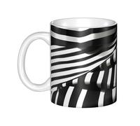 LMNGH Black & White Stripe Ceramic Coffee Mug 11oz Novelty Tea Cup With Handle Coffee Cup For Men Women Office Work