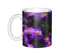 LMNGH Blooming Purple Blossoms Ceramic Coffee Mug 11oz Novelty Tea Cup With Handle Coffee Cup For Men Women Office Work