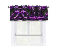 LMNGH Blooming Purple Blossoms Curtain Valance for Windows,Kitchen Window Curtains Blackout Drapes Window Treatments Decorative Rod Pocket Short Curtain for Living Room Bedroom,54" W x 18" L