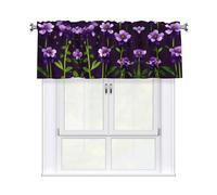 LMNGH Blooming Purple Flowers Curtain Valance for Windows,Kitchen Window Curtains Blackout Drapes Window Treatments Decorative Rod Pocket Short Curtain for Living Room Bedroom,54" W x 18" L