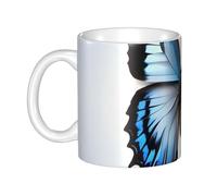 LMNGH Blue Butterfly Ceramic Coffee Mug 11oz Novelty Tea Cup With Handle Coffee Cup For Men Women Office Work