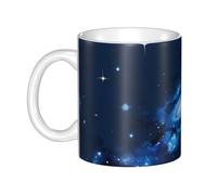 LMNGH Blue Galaxy Pattern Ceramic Coffee Mug 11oz Novelty Tea Cup With Handle Coffee Cup For Men Women Office Work