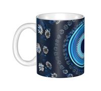 LMNGH Blue Mini Flower Swirl Ceramic Coffee Mug 11oz Novelty Tea Cup With Handle Coffee Cup For Men Women Office Work