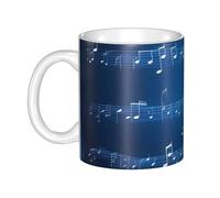 LMNGH Blue Musical Notes Ceramic Coffee Mug 11oz Novelty Tea Cup With Handle Coffee Cup For Men Women Office Work