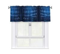 LMNGH Blue Musical Notes Curtain Valance for Windows,Kitchen Window Curtains Blackout Drapes Window Treatments Decorative Rod Pocket Short Curtain for Living Room Bedroom,54" W x 18" L