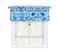 LMNGH Blue Polka Dot Print Curtain Valance for Windows,Kitchen Window Curtains Blackout Drapes Window Treatments Decorative Rod Pocket Short Curtain for Living Room Bedroom,54" W x 18" L