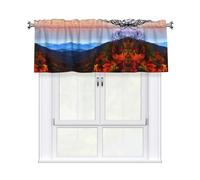 LMNGH Blue Ridge Mountains Curtain Valance for Windows,Kitchen Window Curtains Blackout Drapes Window Treatments Decorative Rod Pocket Short Curtain for Living Room Bedroom,54" W x 18" L