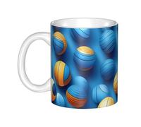 LMNGH Blue Volleyball Ceramic Coffee Mug 11oz Novelty Tea Cup With Handle Coffee Cup For Men Women Office Work