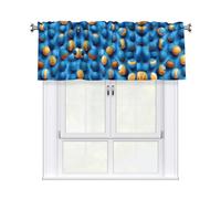 LMNGH Blue Volleyball Curtain Valance for Windows,Kitchen Window Curtains Blackout Drapes Window Treatments Decorative Rod Pocket Short Curtain for Living Room Bedroom,54" W x 18" L