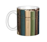 LMNGH Books On The Bookshelf Ceramic Coffee Mug 11oz Novelty Tea Cup With Handle Coffee Cup For Men Women Office Work