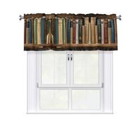 LMNGH Books on the Bookshelf Curtain Valance for Windows,Kitchen Window Curtains Blackout Drapes Window Treatments Decorative Rod Pocket Short Curtain for Living Room Bedroom,54" W x 18" L