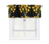 LMNGH Bouquet of Daffodil Curtain Valance for Windows,Kitchen Window Curtains Blackout Drapes Window Treatments Decorative Rod Pocket Short Curtain for Living Room Bedroom,54" W x 18" L