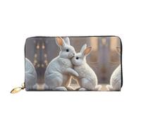 LMNGH Bunny Hug Leather Wallet for Women Long Coin Purse Ultra Slim Credit Cards Holder Bifold Clutch