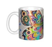 LMNGH Butterfly Drip Spray Watercolor Ceramic Coffee Mug 11oz Novelty Tea Cup With Handle Coffee Cup For Men Women Office Work