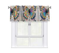 LMNGH Butterfly drip Spray Watercolor Curtain Valance for Windows,Kitchen Window Curtains Blackout Drapes Window Treatments Decorative Rod Pocket Short Curtain for Living Room Bedroom,54" W x 18" L