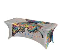 LMNGH Butterfly drip Spray Watercolor Decorative Tablecloth Protector for Wedding, Banquet & Parties6FT Spandex Rectangle Tablecloths, Stretch Washable Table Cloth Wrinkle Free Patio Table Cover