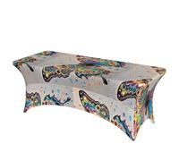 LMNGH Butterfly drip Spray Watercolor Decorative Tablecloth Protector for Wedding, Banquet & Parties6FT Spandex Rectangle Tablecloths, Stretch Washable Table Cloth Wrinkle Free Patio Table Cover
