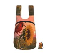 LMNGH Cardinals and Sunflowers Backpack - Lightweight 16L Foldable Hiking Daypack Packable Back Pack Travel Bag Zipper