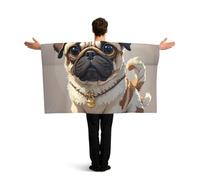 LMNGH cartoon Pug Flag Cape with Sleeves for Adults, Wearable Flag Cloak Lightweight Body Flag Cloak Outfits Costume Accessories for Party Favors Celebrations
