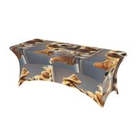 LMNGH Cats and Dogs Decorative Tablecloth Protector for Wedding, Banquet & Parties6FT Spandex Rectangle Tablecloths, Stretch Washable Table Cloth Wrinkle Free Patio Table Cover
