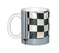 LMNGH Checkered Flag Racing Ceramic Coffee Mug 11oz Novelty Tea Cup With Handle Coffee Cup For Men Women Office Work