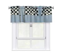 LMNGH Checkered Flag Racing Curtain Valance for Windows,Kitchen Window Curtains Blackout Drapes Window Treatments Decorative Rod Pocket Short Curtain for Living Room Bedroom,54" W x 18" L