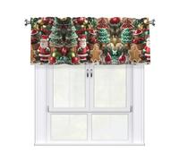 LMNGH Christmas Ornaments Curtain Valance for Windows,Kitchen Window Curtains Blackout Drapes Window Treatments Decorative Rod Pocket Short Curtain for Living Room Bedroom,54" W x 18" L