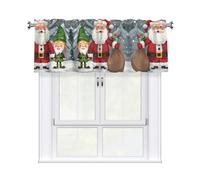 LMNGH Christmas Traditional Gnome Curtain Valance for Windows,Kitchen Window Curtains Blackout Drapes Window Treatments Decorative Rod Pocket Short Curtain for Living Room Bedroom,54" W x 18" L