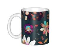 LMNGH Colorful Boho Floral Ceramic Coffee Mug 11oz Novelty Tea Cup With Handle Coffee Cup For Men Women Office Work