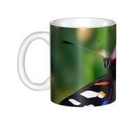 LMNGH Colorful Butterfly Ceramic Coffee Mug 11oz Novelty Tea Cup With Handle Coffee Cup For Men Women Office Work