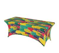 LMNGH Colorful Cactus Pattern Decorative Tablecloth Protector for Wedding, Banquet & Parties6FT Spandex Rectangle Tablecloths, Stretch Washable Table Cloth Wrinkle Free Patio Table Cover