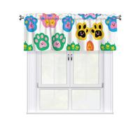 LMNGH Colorful Doodle Cute Paw Print Curtain Valance for Windows,Kitchen Window Curtains Blackout Drapes Window Treatments Decorative Rod Pocket Short Curtain for Living Room Bedroom,54" W x 18" L