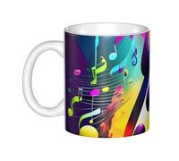 LMNGH Colorful Musical Notes Ceramic Coffee Mug 11oz Novelty Tea Cup With Handle Coffee Cup For Men Women Office Work