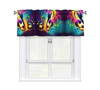 LMNGH Colorful Musical Notes Curtain Valance for Windows,Kitchen Window Curtains Blackout Drapes Window Treatments Decorative Rod Pocket Short Curtain for Living Room Bedroom,54" W x 18" L