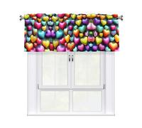 LMNGH Colorful Rainbow Hearts Curtain Valance for Windows,Kitchen Window Curtains Blackout Drapes Window Treatments Decorative Rod Pocket Short Curtain for Living Room Bedroom,54" W x 18" L