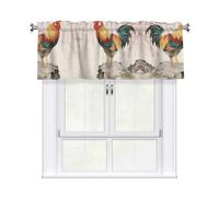 LMNGH Colorful Rooster Curtain Valance for Windows,Kitchen Window Curtains Blackout Drapes Window Treatments Decorative Rod Pocket Short Curtain for Living Room Bedroom,54" W x 18" L